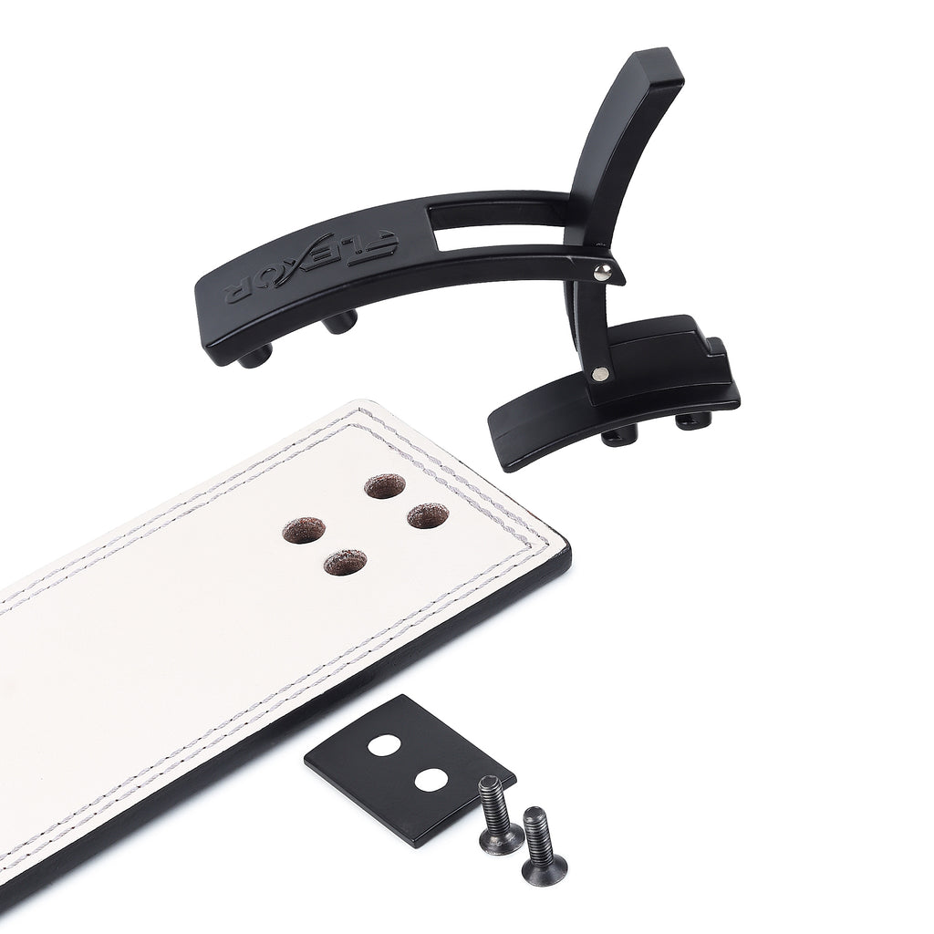 10mm Powerlifting Lever Belt – Micro-Adjustable | White Leather | Flexor®