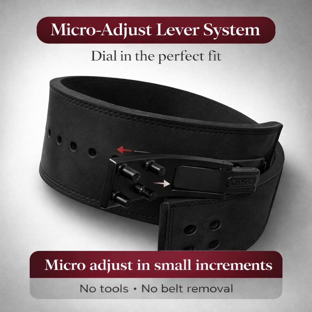 Flexor 10mm Micro-Adjustable Powerlifting Lever Belt (All Black)