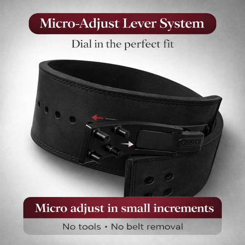 Flexor 10mm Micro-Adjustable Powerlifting Lever Belt (All Black)
