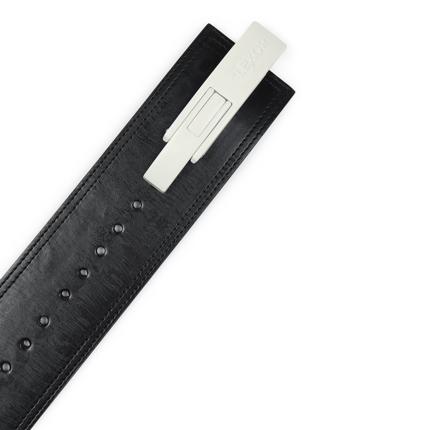10mm Black-Belt White-Buckle Powerlifting Lever Belt