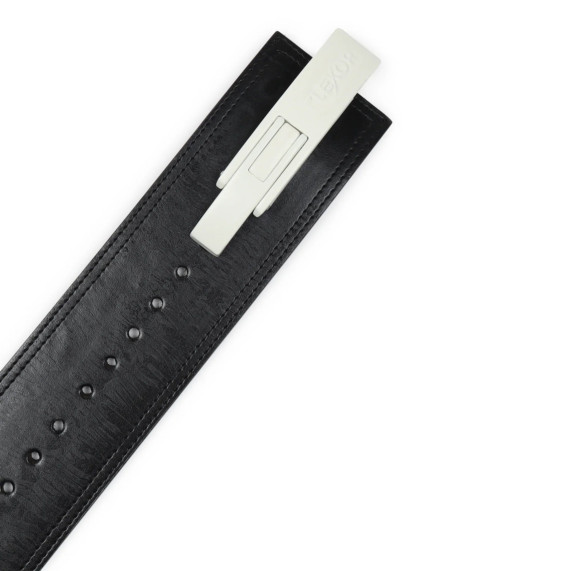 10mm Black-Belt White-Buckle Powerlifting Lever Belt - Flexor