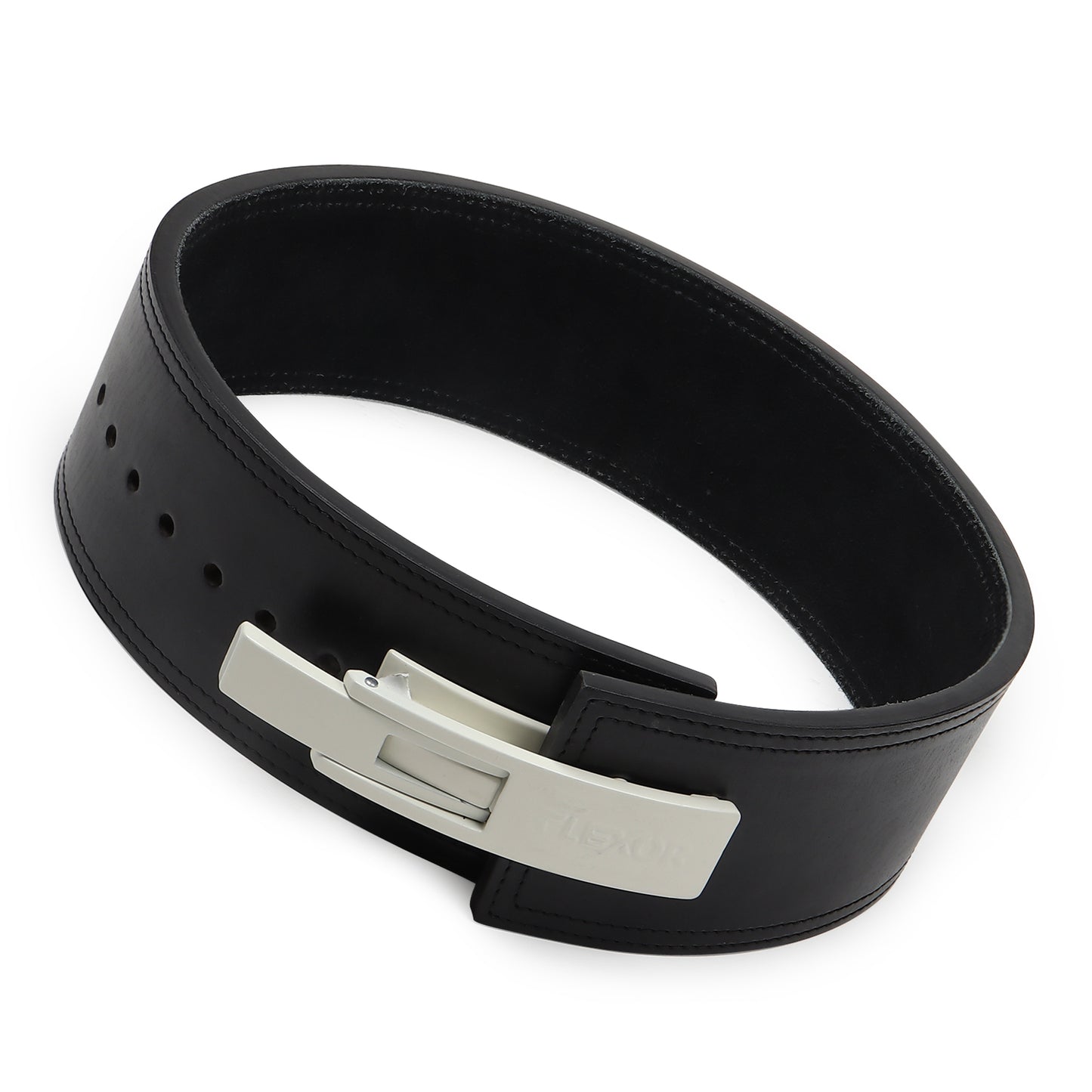 10mm Black-Belt White-Buckle Powerlifting Lever Belt
