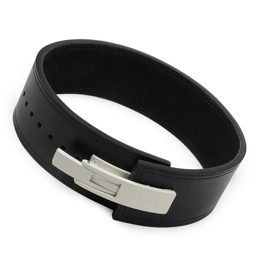 10mm Black-Belt White-Buckle Powerlifting Lever Belt