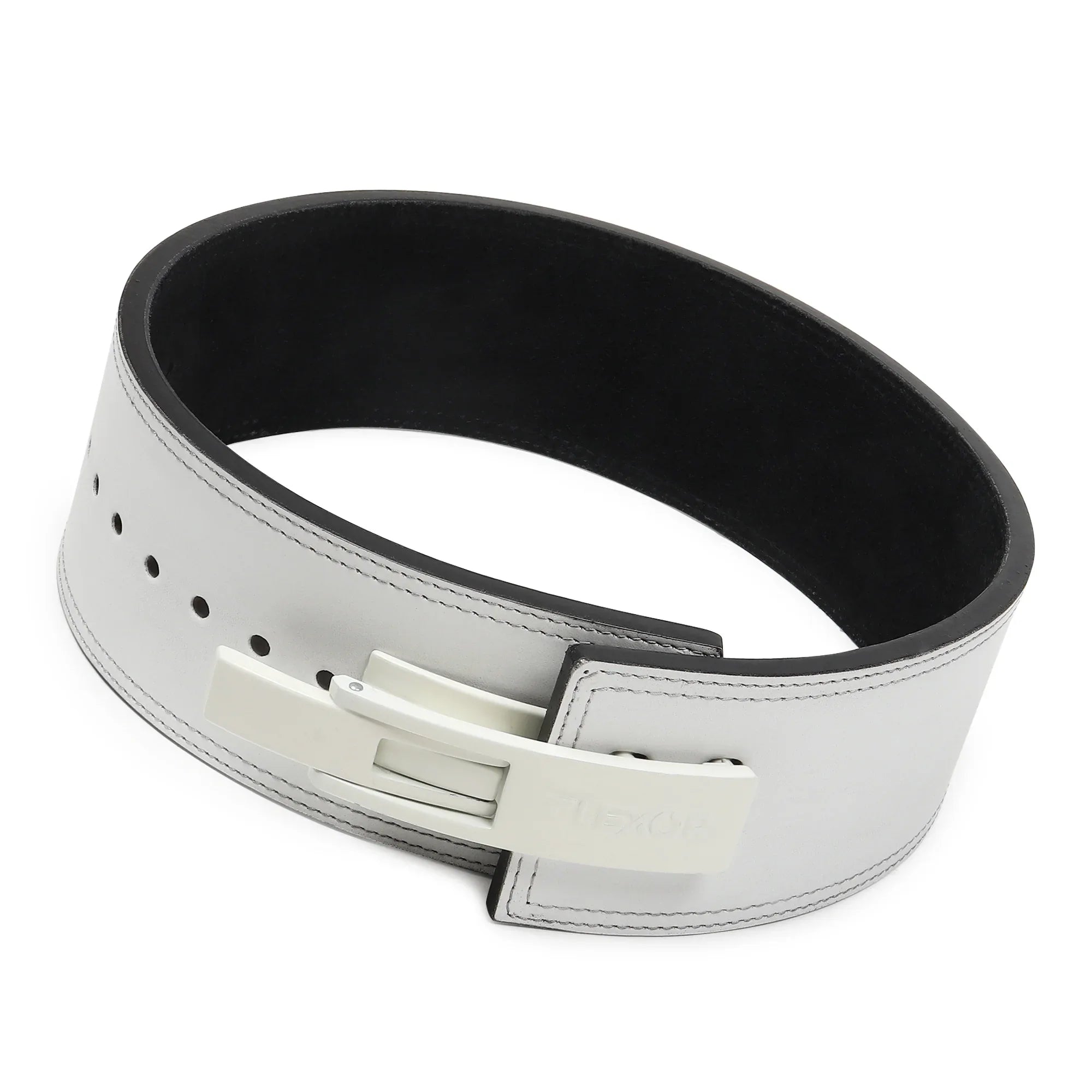 10mm White-Belt White-Buckle Powerlifting Lever Belt - Flexor