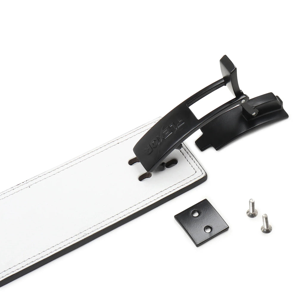 10mm White-Belt Black-Buckle Powerlifting Lever Belt - Flexor