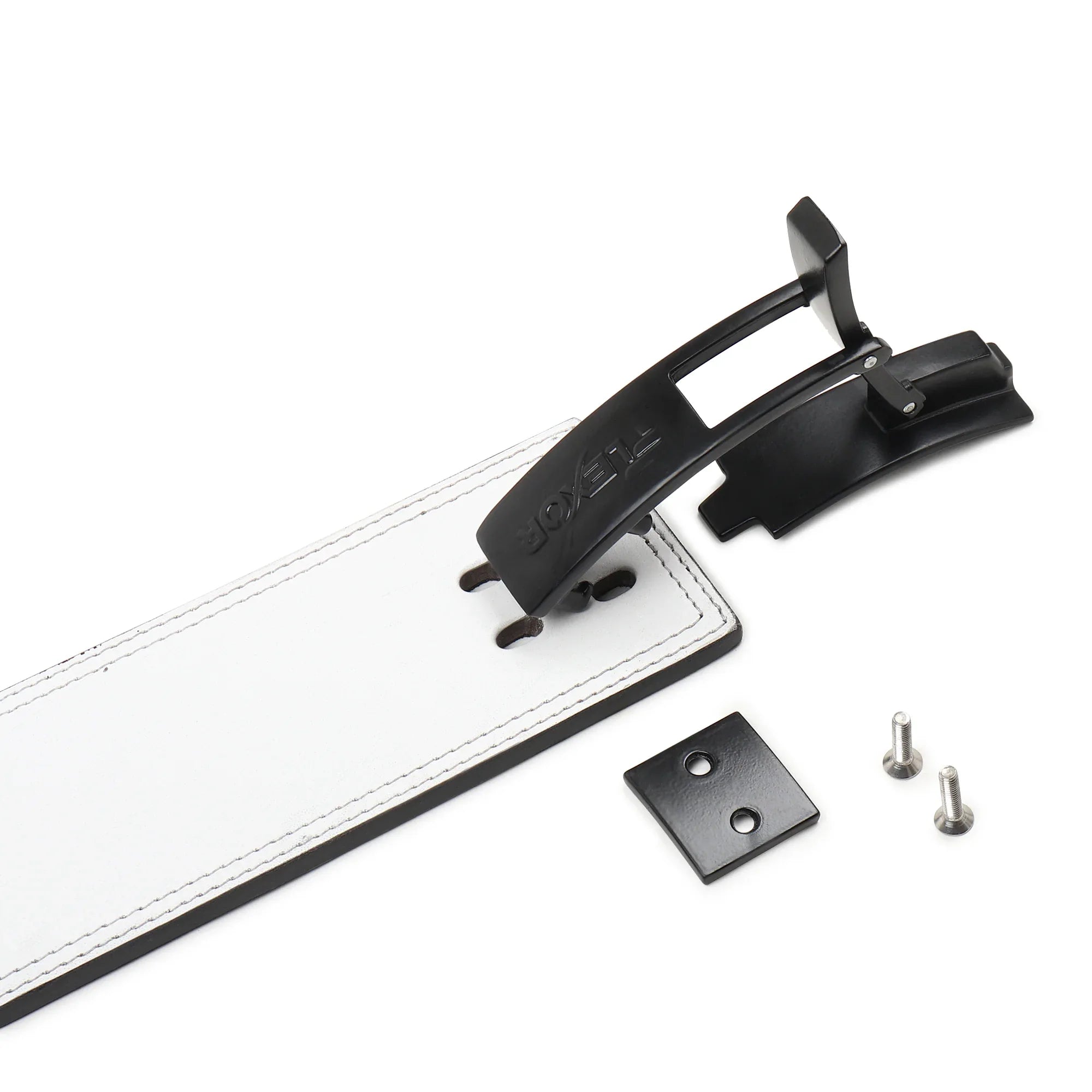10mm White-Belt Black-Buckle Powerlifting Lever Belt - Flexor