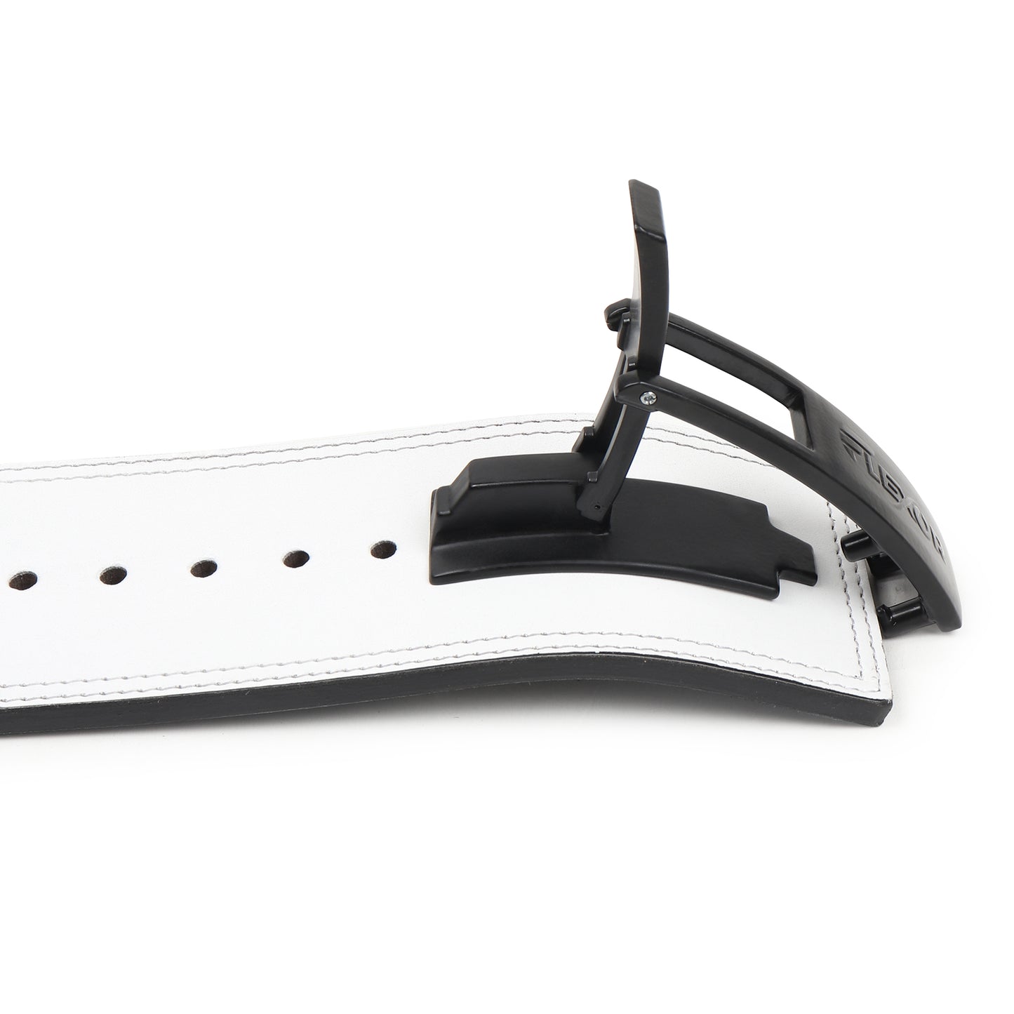 10mm White-Belt Black-Buckle Powerlifting Lever Belt