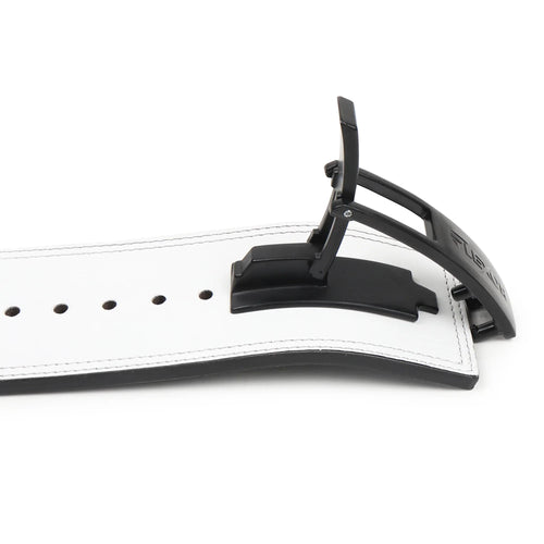 10mm White-Belt Black-Buckle Powerlifting Lever Belt - Flexor