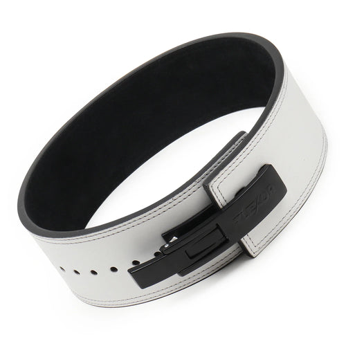 10mm White-Belt Black-Buckle Powerlifting Lever Belt - Flexor
