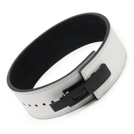 10mm White-Belt Black-Buckle Powerlifting Lever Belt