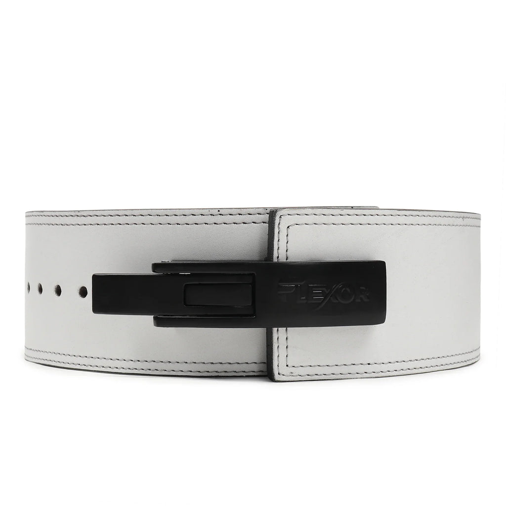 10mm White-Belt Black-Buckle Powerlifting Lever Belt - Flexor