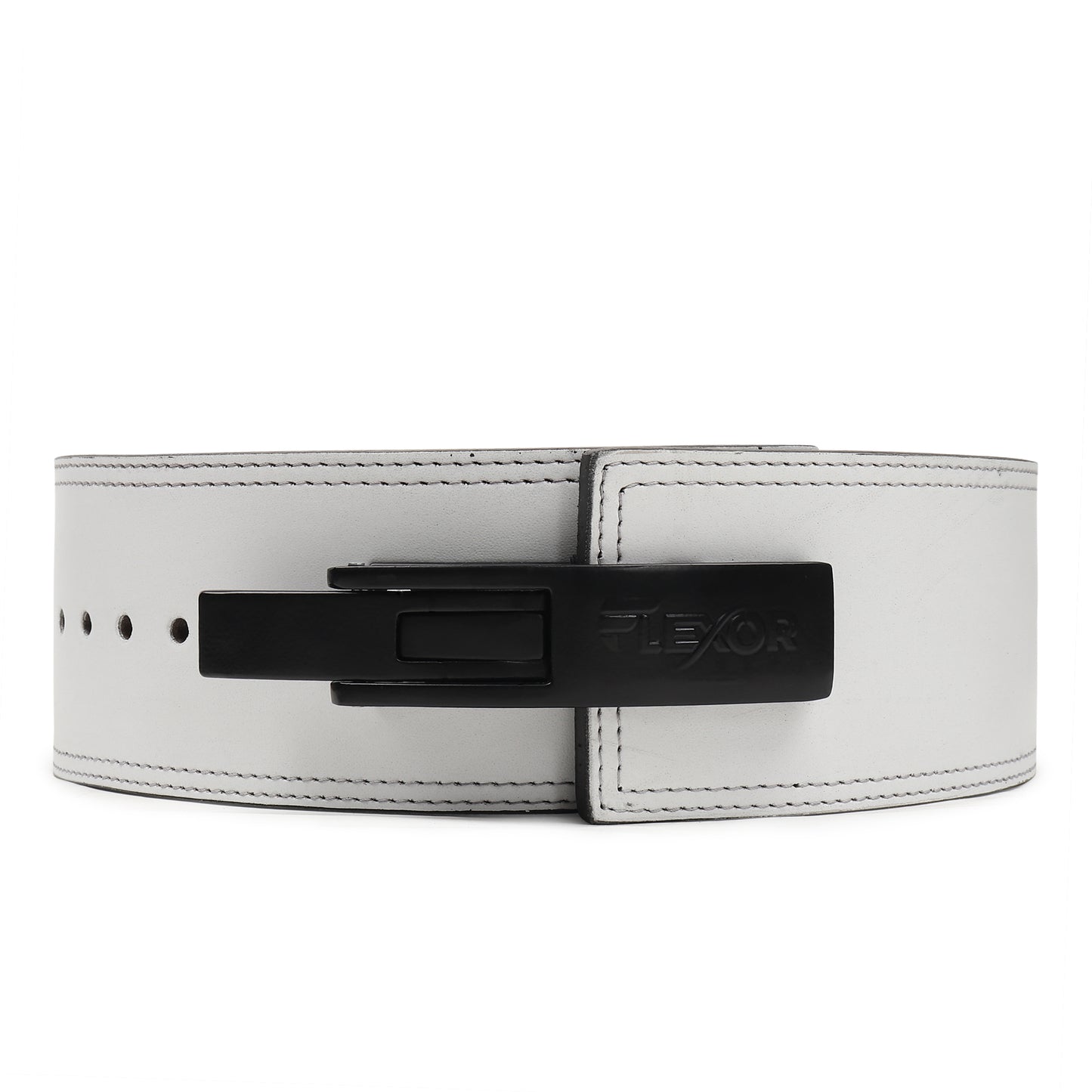 10mm White-Belt Black-Buckle Powerlifting Lever Belt