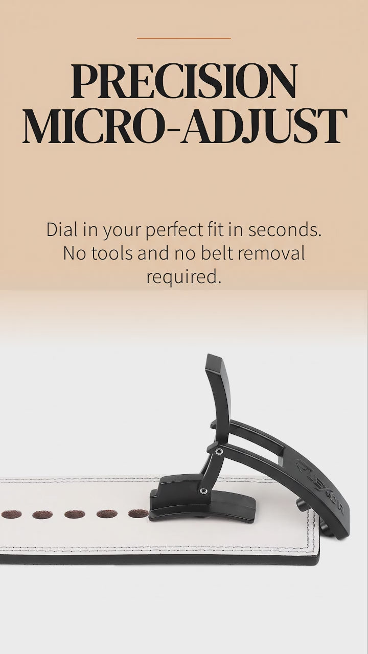 10mm Powerlifting Lever Belt – White-Belt Black-Buckle | Premium Leather | Flexor®